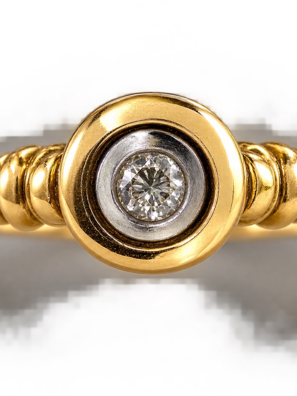 Yellow Gold Bezel Diamond Ring with Polished Band